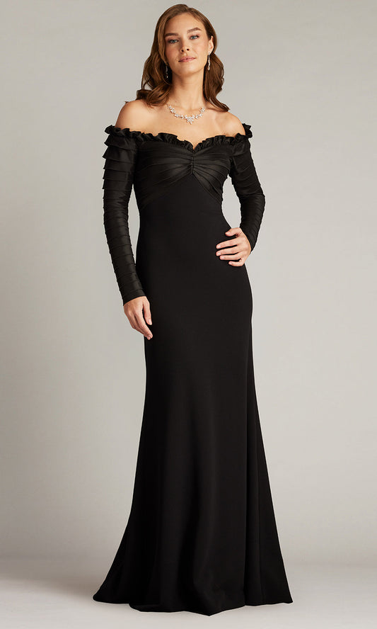 Tadashi Shoji BOS23517L - Neena Taffeta Banded Off Shoulder Gown