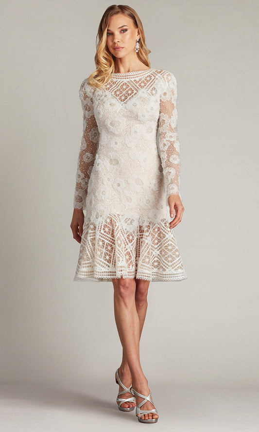 Tadashi Shoji CFE25400M - Bateau Neck Idly Embroidered Illusion Dress