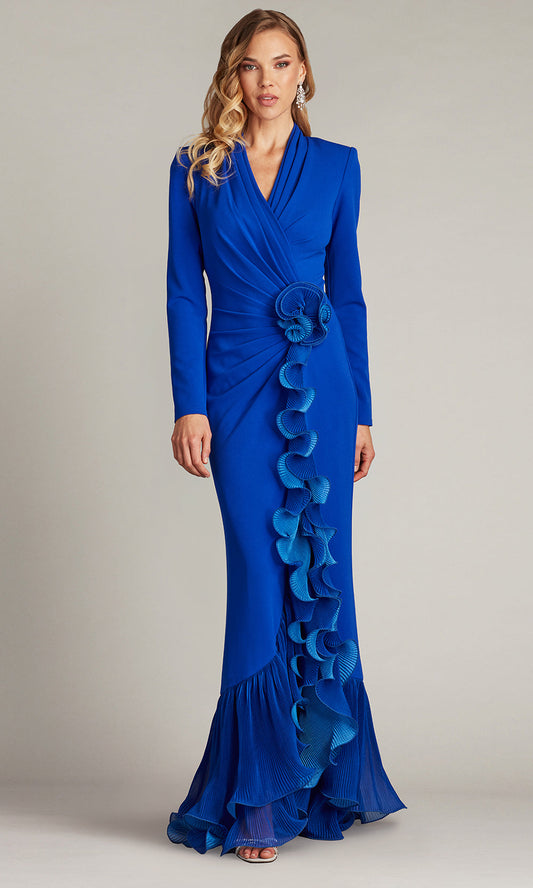 Tadashi Shoji BOS24382L - Malone Cascading Ruffle Long Sleeve Gown