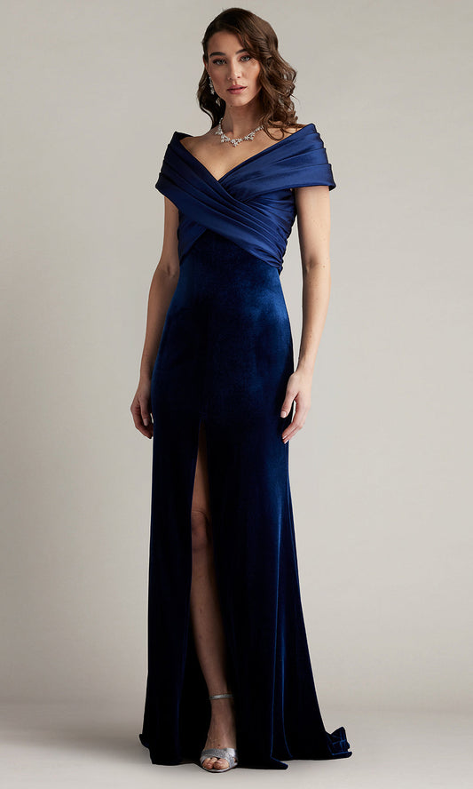 Tadashi Shoji BAL24730L - Baxter Portrait Collar Off Shoulder Gown