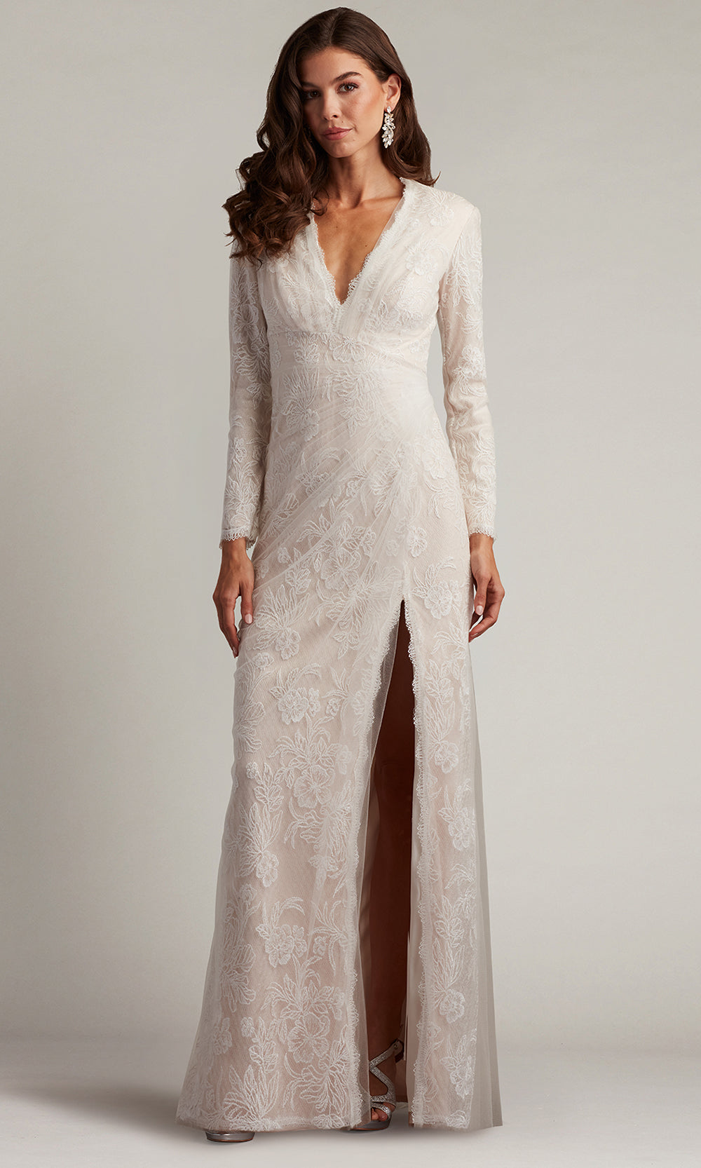 Tadashi Shoji CDV24179L - V-Neckline Cherelle Embroidered Tulle Gown