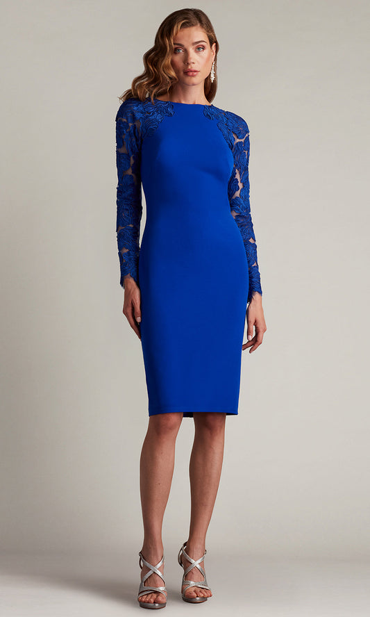 Tadashi Shoji CHG24909M - Fitted Emille Embroidered Illusion Cocktail Dress
