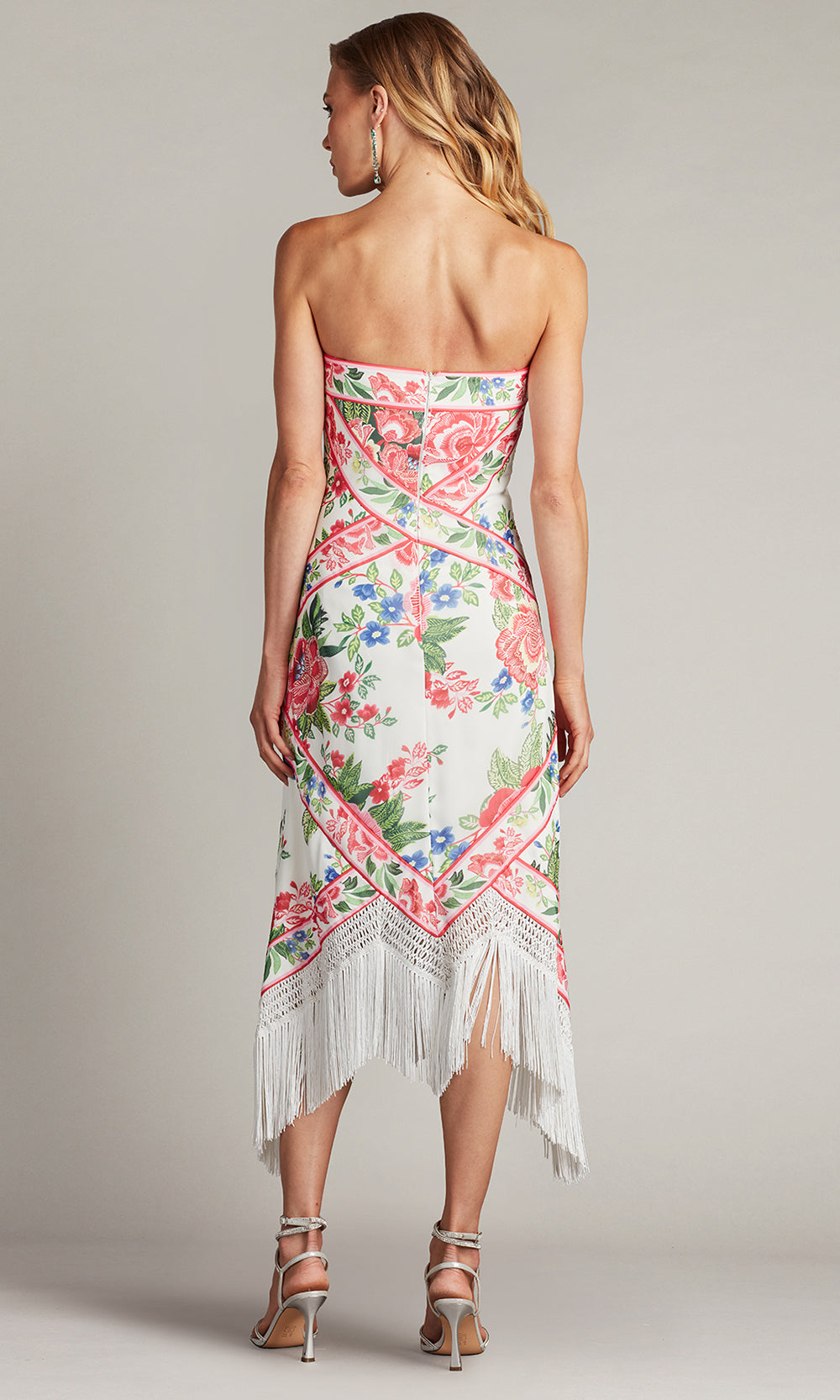 Tadashi Shoji CHZ25452MD - Brette Floral Print Tassel Fringe Midi Evening Dress