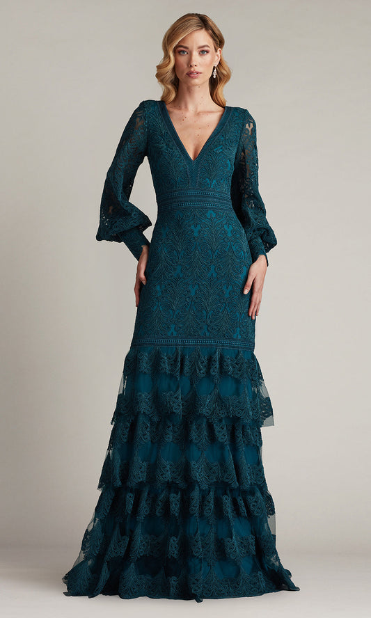 Tadashi Shoji CDY24268L - Bishop Sleeve Aponi Tiered Embroidered Gown