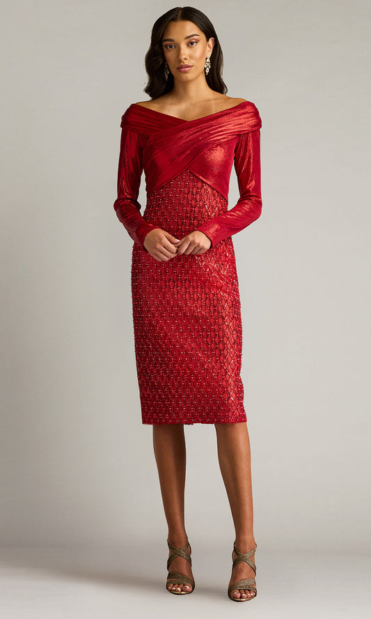 Tadashi Shoji CHI25133M - Off Shoulder Empire Waist Embellished Dress