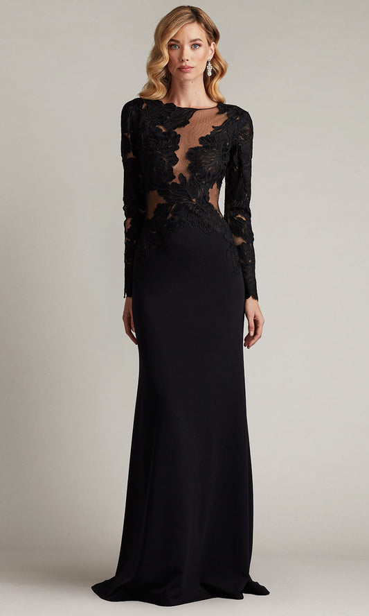 Tadashi Shoji CHG24916L - Caselle Embroidered Illusion Bodice Sheath Gown