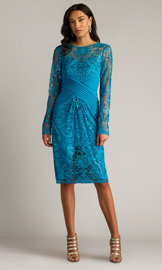 Tadashi Shoji CHM25117M - Knee-Length Coates Sequin Embroidered Dress