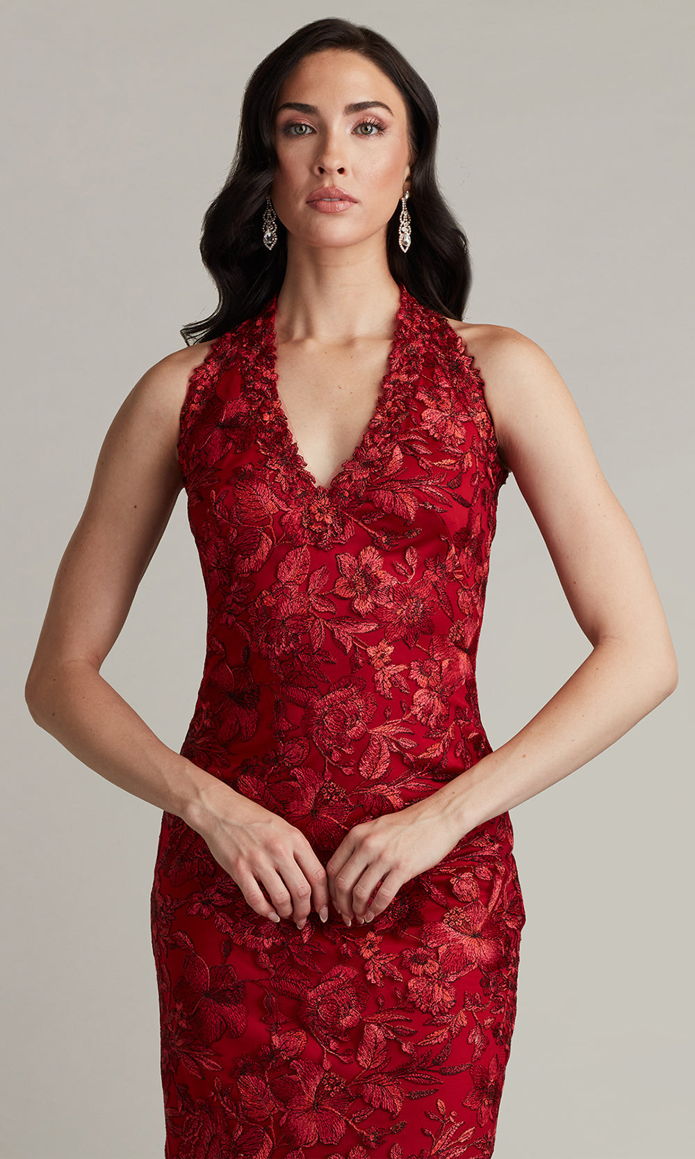 Tadashi Shoji CGV24760M - Carlyle Embroidered Halter Evening Dress