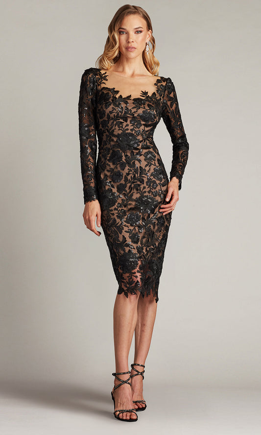 Tadashi Shoji CHS25374M - Senoia Sequin Embroidered Illusion Evening Dress