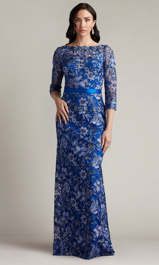 Tadashi Shoji CGV24130L - Fulcher Embroidered Illusion Evening Gown