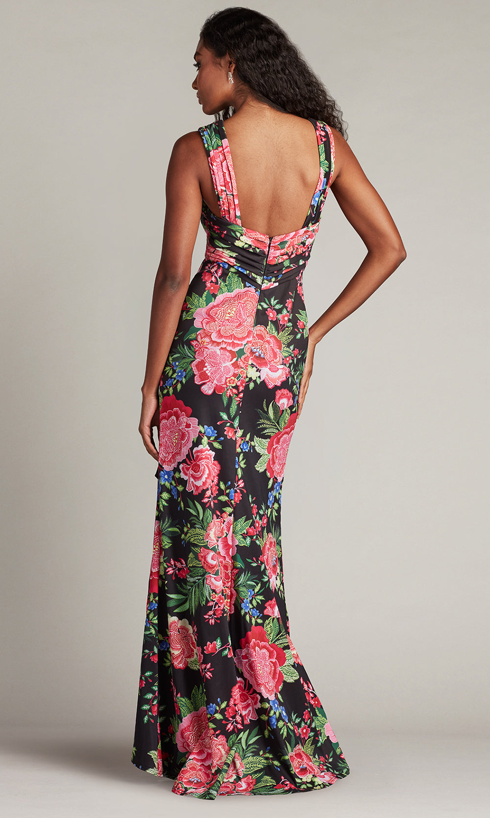 Tadashi Shoji CII24377L - Elarra Floral Waterfall Flounce Halter Gown