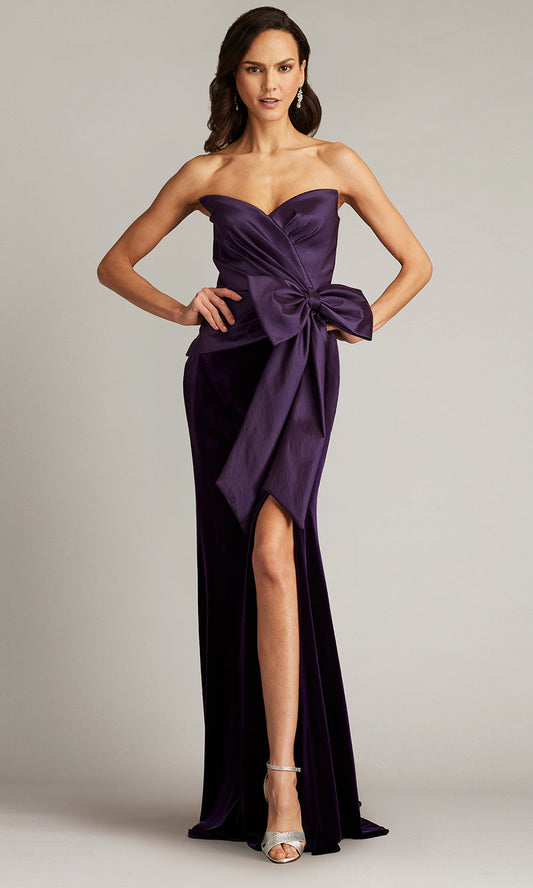 Tadashi Shoji BAL24744L - Nimue Strapless Draped Bow Gown with Slit