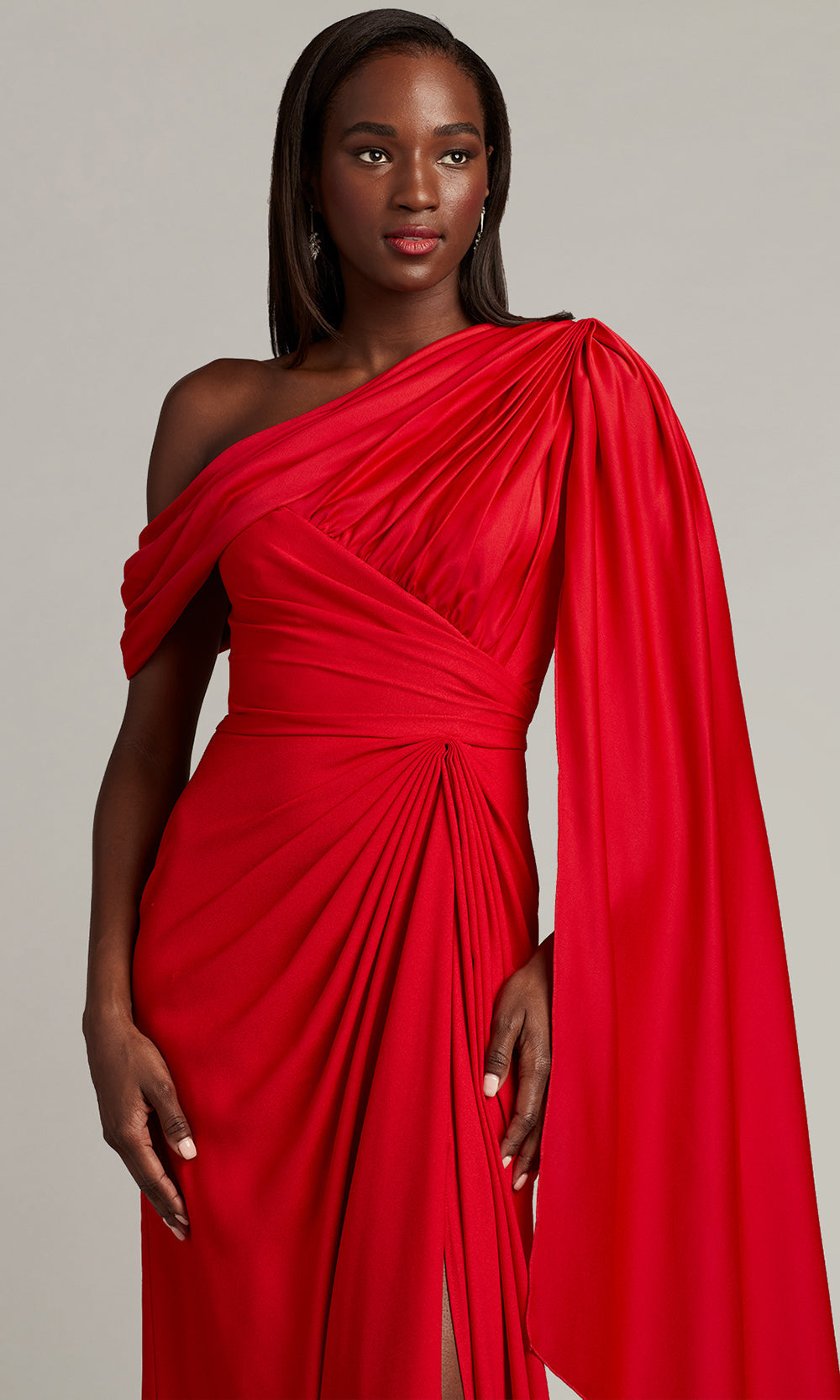 Tadashi Shoji BVU22813L - Ember Cape Sleeve Crepe Evening Gown