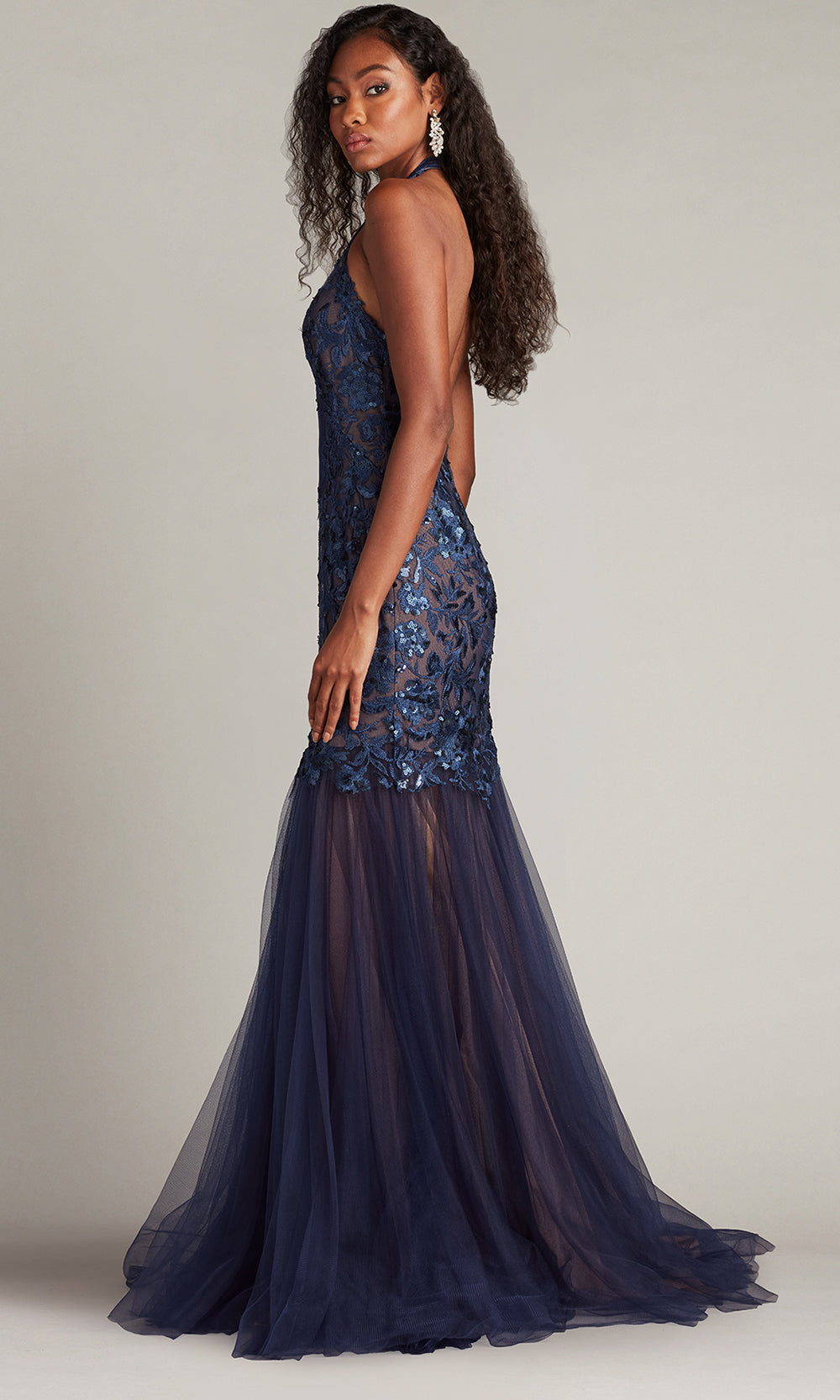 Tadashi Shoji CHS25371L - Evaine Sequin Embroidered Tulle Evening Gown