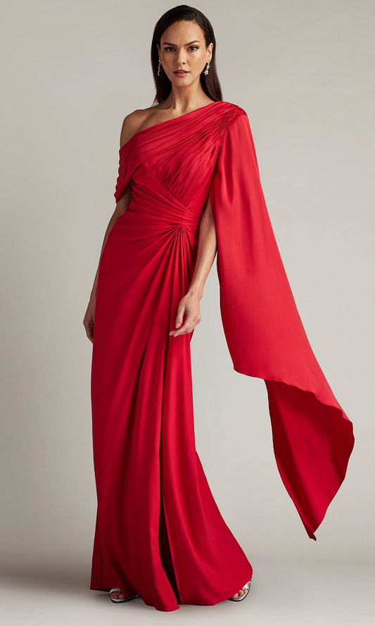 Tadashi Shoji BVU22813L - Ember Cape Sleeve Crepe Evening Gown