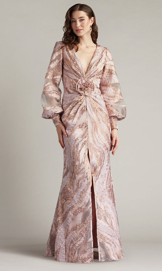 Tadashi Shoji CIH25489L - Roselle Gilded V-Neck Evening Gown