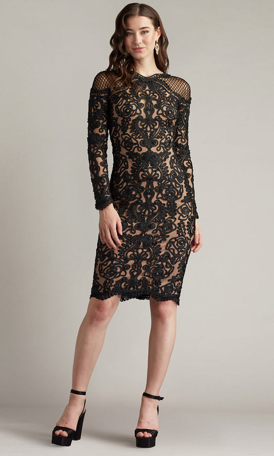 Tadashi Shoji CIM25397M - Long Sleeve Lace Knee-Length Dress