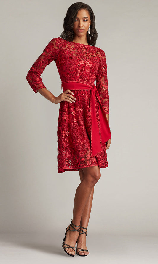Tadashi Shoji CHT25385M - Knee-Length Embroidered Bateau Dress