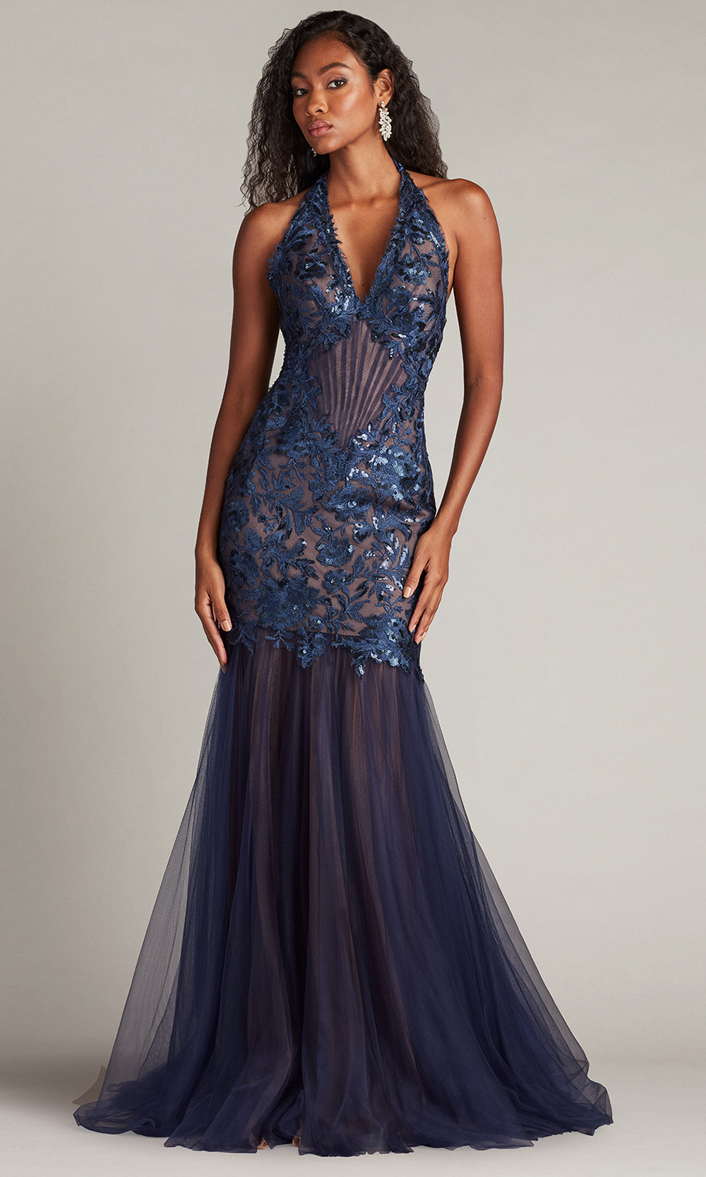 Tadashi Shoji CHS25371L - Evaine Sequin Embroidered Tulle Evening Gown