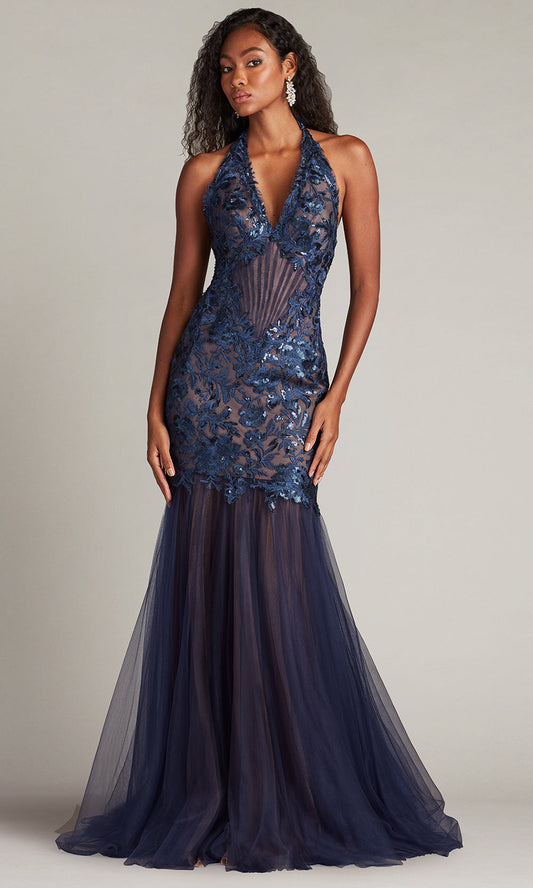 Tadashi Shoji CHS25371L - Evaine Sequin Embroidered Tulle Evening Gown